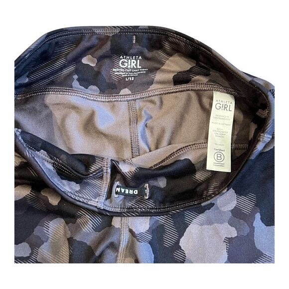 Athleta Girl Black Gray Camo Printed Chit Chat Tight Leggings Size Large 12 - Picture 2 of 8